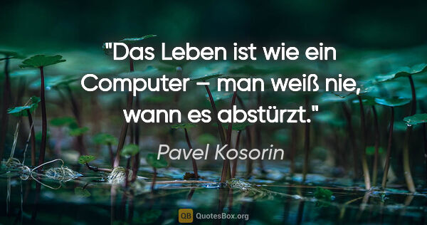 Pavel Kosorin Zitat: "Das Leben ist wie ein Computer –
man weiß nie, wann es abstürzt."