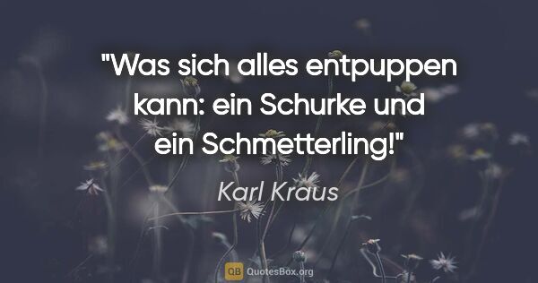 Karl Kraus Zitat: "Was sich alles entpuppen kann: ein Schurke und ein Schmetterling!"