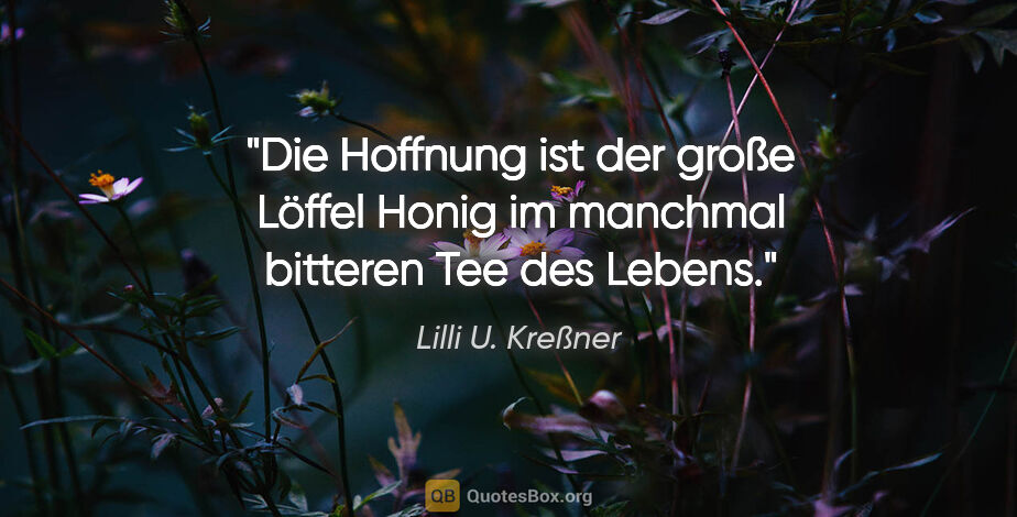 Lilli U. Kreßner Zitat: "Die Hoffnung ist der große Löffel Honig im manchmal bitteren..."