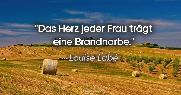 Louise Labé Zitat: "Das Herz jeder Frau trägt eine Brandnarbe."