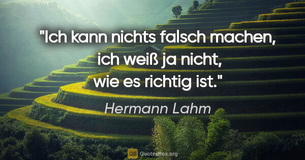 Hermann Lahm Zitat: "Ich kann nichts falsch machen, 
ich weiß ja nicht, wie es..."