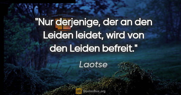 Laotse Zitat: "Nur derjenige, der an den Leiden leidet, wird von den Leiden..."