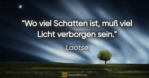 Laotse Zitat: "Wo viel Schatten ist, muß viel Licht verborgen sein."