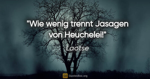 Laotse Zitat: "Wie wenig trennt Jasagen von Heuchelei!"