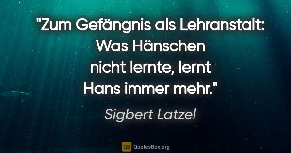 Sigbert Latzel Zitat: "Zum Gefängnis als Lehranstalt: Was Hänschen nicht lernte,..."