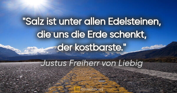 Justus Freiherr von Liebig Zitat: "Salz ist unter allen Edelsteinen, die uns die Erde schenkt,..."