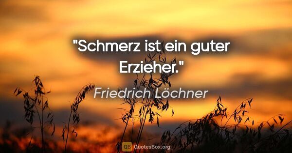 Friedrich Löchner Zitat: "Schmerz ist ein guter Erzieher."