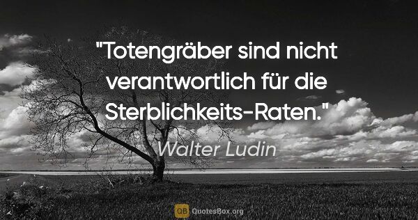 Walter Ludin Zitat: "Totengräber sind nicht verantwortlich für die..."