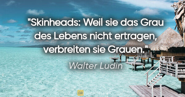 Walter Ludin Zitat: "Skinheads: Weil sie das Grau des Lebens nicht ertragen,..."