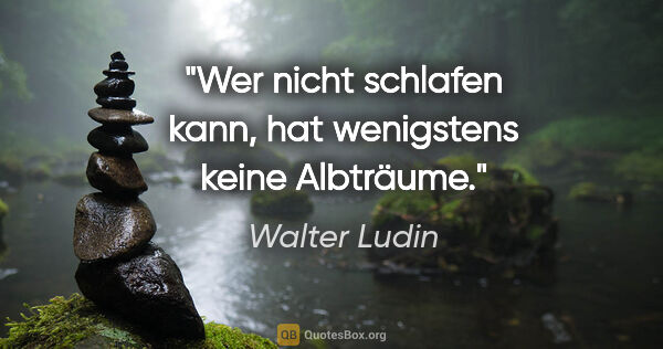 Walter Ludin Zitat: "Wer nicht schlafen kann,
hat wenigstens keine Albträume."