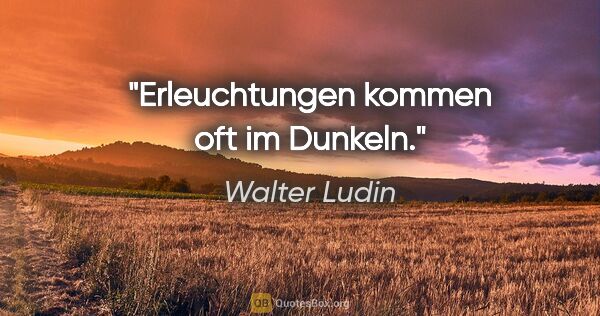 Walter Ludin Zitat: "Erleuchtungen kommen oft im Dunkeln."
