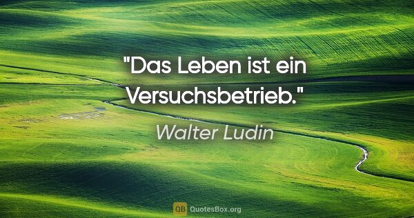 Walter Ludin Zitat: "Das Leben ist ein Versuchsbetrieb."