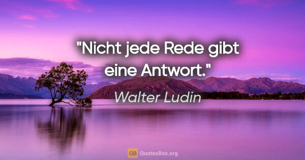 Walter Ludin Zitat: "Nicht jede Rede gibt eine Antwort."