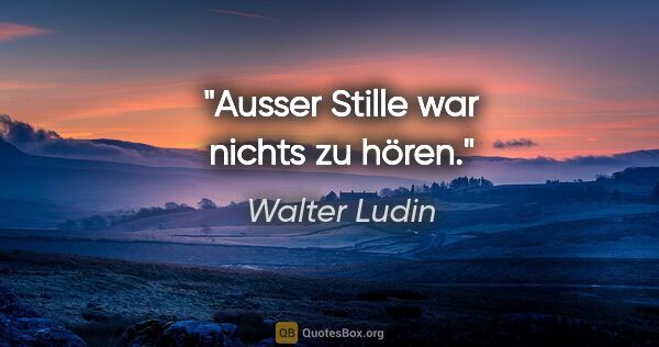 Walter Ludin Zitat: "Ausser Stille war nichts zu hören."