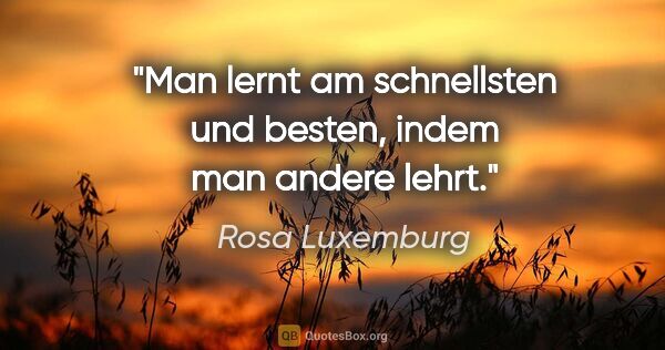 Rosa Luxemburg Zitat: "Man lernt am schnellsten und besten, indem man andere lehrt."