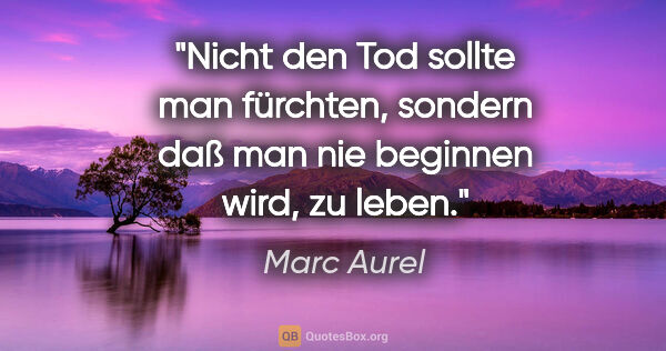 Marc Aurel Zitat: "Nicht den Tod sollte man fürchten, sondern daß man nie..."