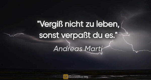 Andreas Marti Zitat: "Vergiß nicht zu leben, sonst verpaßt du es."