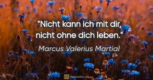 Marcus Valerius Martial Zitat: "Nicht kann ich mit dir, nicht ohne dich leben."