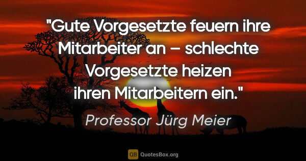 Professor Jürg Meier Zitat: "Gute Vorgesetzte feuern ihre Mitarbeiter an – schlechte..."