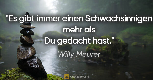Willy Meurer Zitat: "Es gibt immer einen Schwachsinnigen mehr als Du gedacht hast."