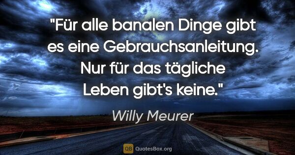 Willy Meurer Zitat: "Für alle banalen Dinge gibt es eine Gebrauchsanleitung.

Nur..."