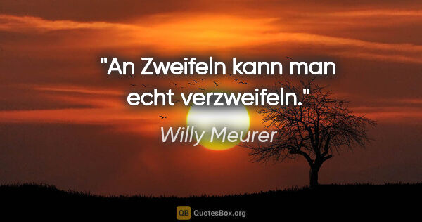 Willy Meurer Zitat: "An Zweifeln kann man echt verzweifeln."