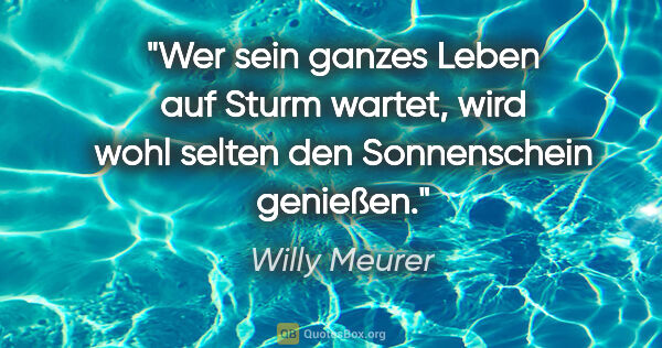 Willy Meurer Zitat: "Wer sein ganzes Leben auf Sturm wartet, wird wohl selten den..."