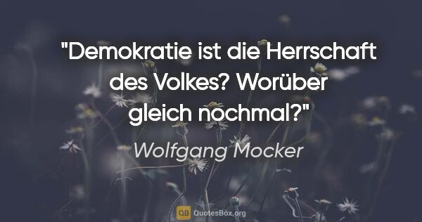 Wolfgang Mocker Zitat: "Demokratie ist die Herrschaft des Volkes? Worüber gleich nochmal?"