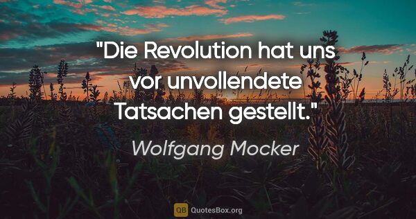 Wolfgang Mocker Zitat: "Die Revolution hat uns vor unvollendete Tatsachen gestellt."