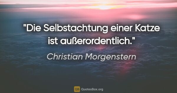 Christian Morgenstern Zitat: "Die Selbstachtung einer Katze ist außerordentlich."