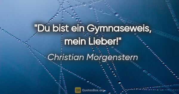 Christian Morgenstern Zitat: "Du bist ein Gymnaseweis, mein Lieber!"