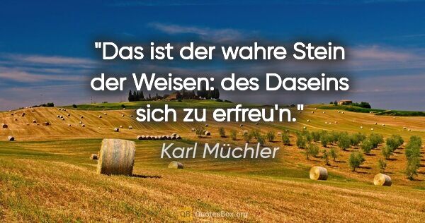 Karl Müchler Zitat: "Das ist der wahre Stein der Weisen: des Daseins sich zu erfreu'n."