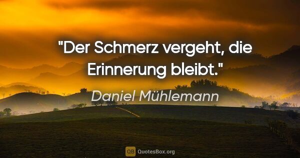 Daniel Mühlemann Zitat: "Der Schmerz vergeht, die Erinnerung bleibt."