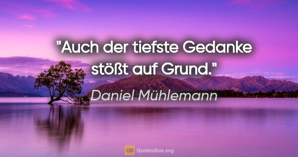 Daniel Mühlemann Zitat: "Auch der tiefste Gedanke stößt auf Grund."