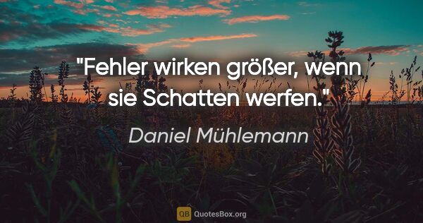 Daniel Mühlemann Zitat: "Fehler wirken größer, wenn sie Schatten werfen."