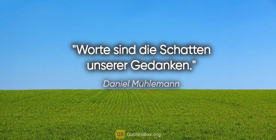 Daniel Mühlemann Zitat: "Worte sind die Schatten unserer Gedanken."
