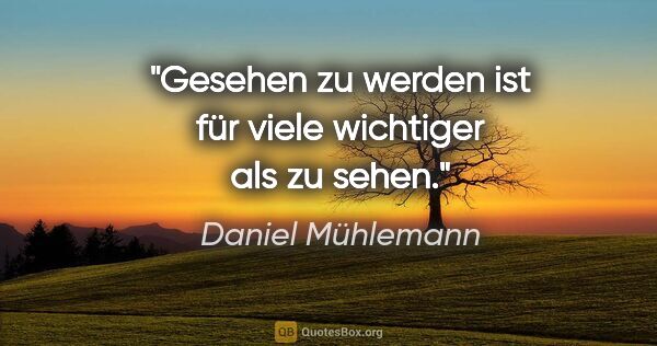 Daniel Mühlemann Zitat: "Gesehen zu werden ist für viele wichtiger als zu sehen."