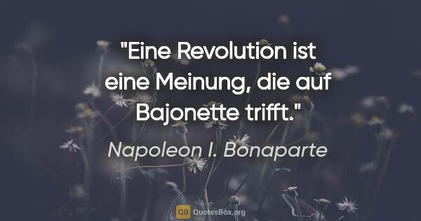 Napoleon I. Bonaparte Zitat: "Eine Revolution ist eine Meinung, die auf Bajonette trifft."