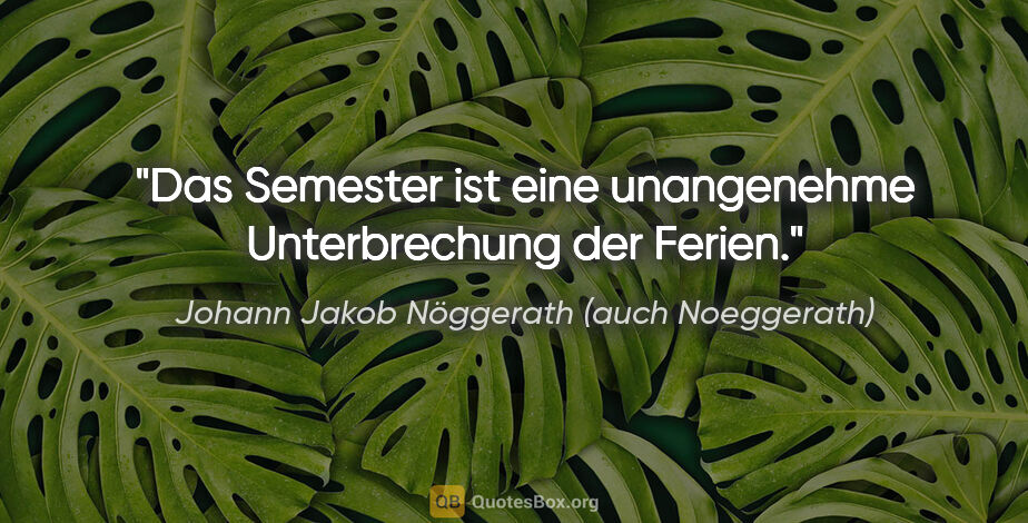 Johann Jakob Nöggerath (auch Noeggerath) Zitat: "Das Semester ist eine unangenehme Unterbrechung der Ferien."