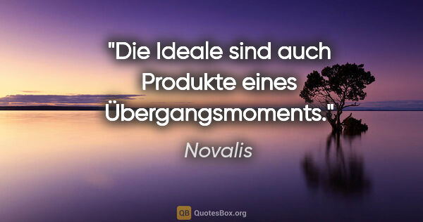 Novalis Zitat: "Die Ideale sind auch Produkte eines Übergangsmoments."