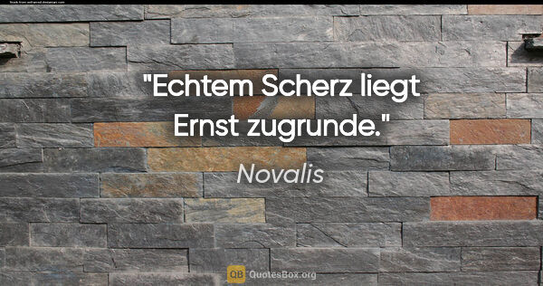 Novalis Zitat: "Echtem Scherz liegt Ernst zugrunde."