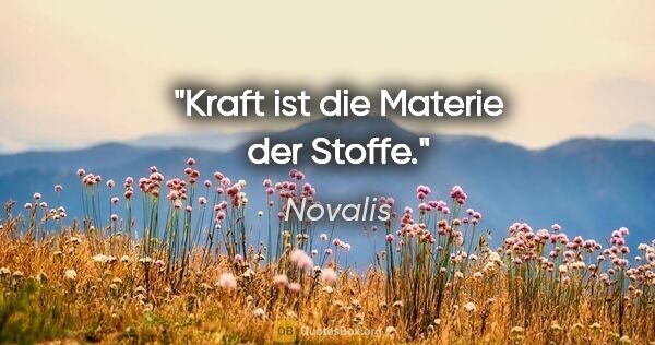 Novalis Zitat: "Kraft ist die Materie der Stoffe."