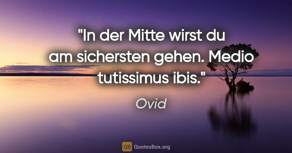 Ovid Zitat: "In der Mitte wirst du am sichersten gehen.

Medio tutissimus..."