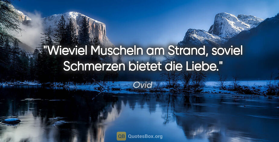 Ovid Zitat: "Wieviel Muscheln am Strand,
soviel Schmerzen bietet die Liebe."