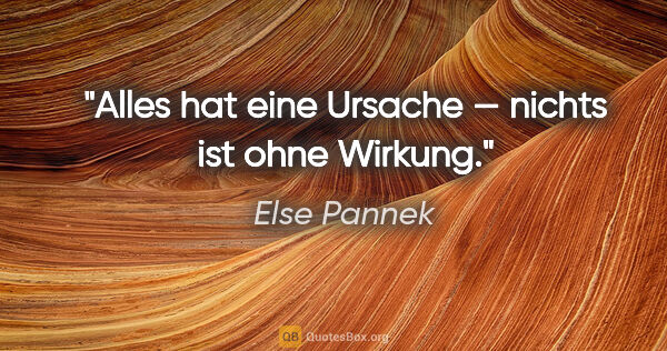 Else Pannek Zitat: "Alles hat eine Ursache —
nichts ist ohne Wirkung."