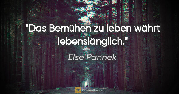Else Pannek Zitat: "Das Bemühen zu leben währt lebenslänglich."