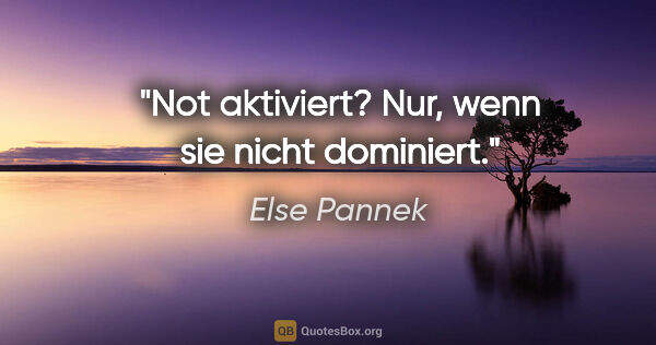Else Pannek Zitat: "Not aktiviert? Nur, wenn sie nicht dominiert."