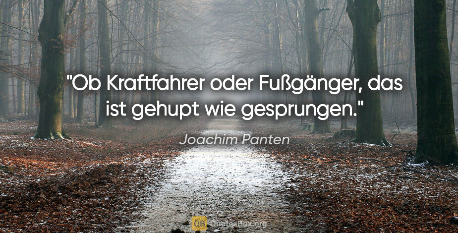 Joachim Panten Zitat: "Ob Kraftfahrer oder Fußgänger, das ist gehupt wie gesprungen."