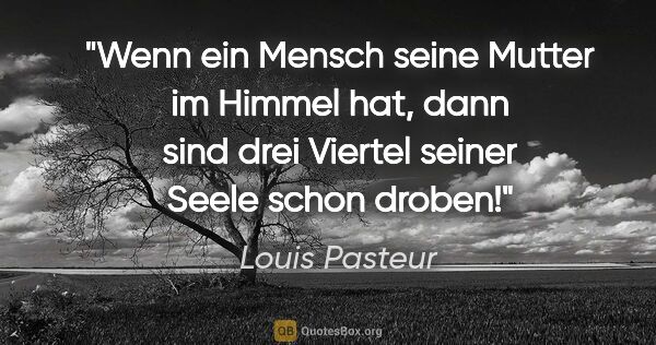 Louis Pasteur Zitat: "Wenn ein Mensch seine Mutter im Himmel hat,
dann sind drei..."