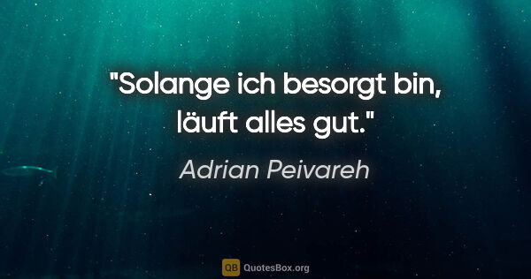 Adrian Peivareh Zitat: "Solange ich besorgt bin, läuft alles gut."